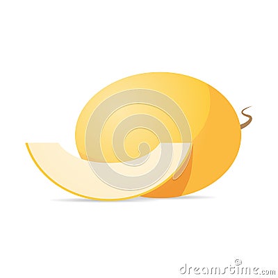 Fresh juicy melon icon tasty ripe fruit isolated on white background healthy food concept Vector Illustration