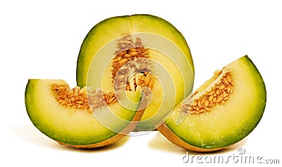 Fresh Juicy Melons: Galia, Cantaloupe Stock Photo