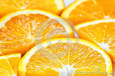 Fresh juicy orange fruit slice isolated. Citrus fruit-natural vitamin C. Stock Photo