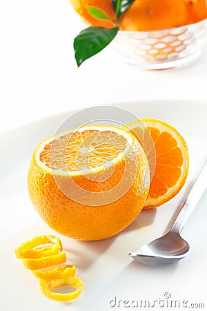 Fresh juicy orange with zest Stock Photo