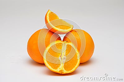 Fresh juicy oranges half fruit close-up Stock Photo