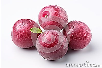 Fresh and juicy plum isolated on white background, high detailed quality for advertising Stock Photo