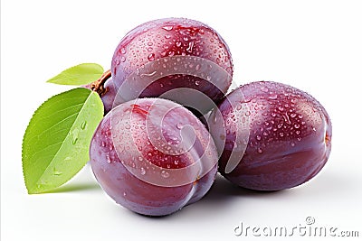 Fresh and juicy plum isolated on white background high quality detailed image for advertising Stock Photo