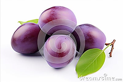 Fresh and juicy plum isolated on white background high quality image for advertising Stock Photo