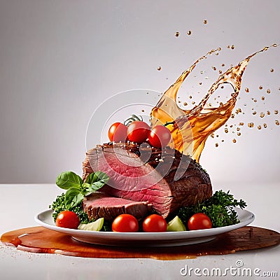 Fresh juicy roast beef Stock Photo