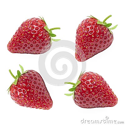 The Fresh juicy of set red strawberry isolated on white background. Stock Photo