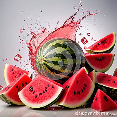 Fresh juicy watermelon slices, ripe fruit Stock Photo