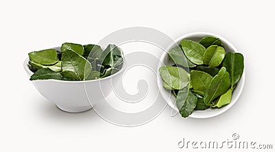 Fresh kaffir lime leaf in a bowl Stock Photo