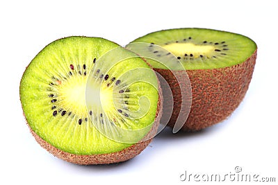 Fresh Kiwi Fruit Into Halves Stock Photo