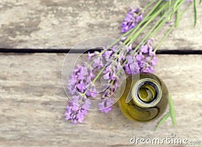 Fresh lavender and aroma oil essence Stock Photo