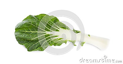 Fresh leaf of green pak choy cabbage isolated on white, top view Stock Photo