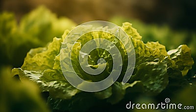 Fresh leaf lettuce, a healthy ingredient for gourmet vegetarian salads generated by AI Stock Photo