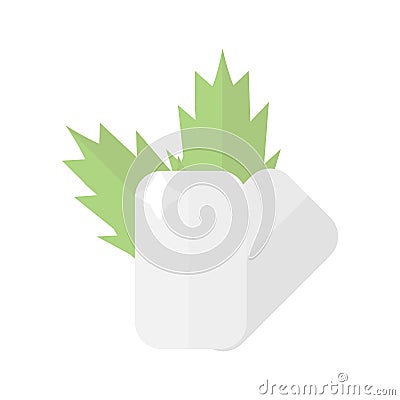 Fresh leas mint with two chewing gum sweet herbal peppermint and healthy cold leaf freshener menthol tasty dental herbal Vector Illustration