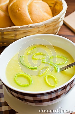 Fresh leek soup Stock Photo