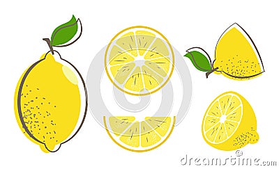 Lemon fruit set Vector Illustration