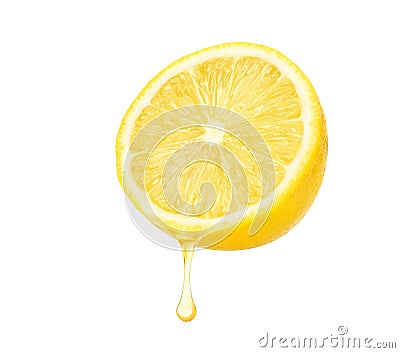 Fresh lemon juice dripping Stock Photo