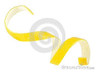 Fresh lemon peel on white background. Citrus twist peel. Healthy food Stock Photo