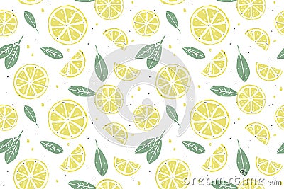 Fresh lemon seamless pattern Vector Illustration