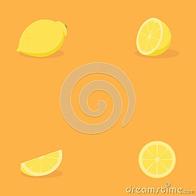 Four slice fresh lemon for design Vector Illustration