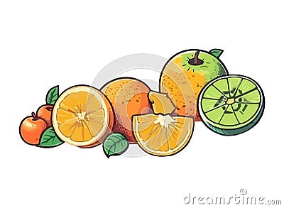 Fresh lemon slice, ripe and juicy citrus Vector Illustration