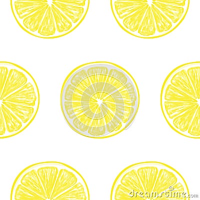 Fresh lemon slices seamless pattern Vector Illustration