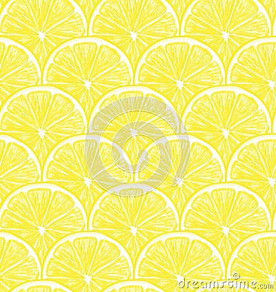 Fresh lemon slices seamless pattern Vector Illustration