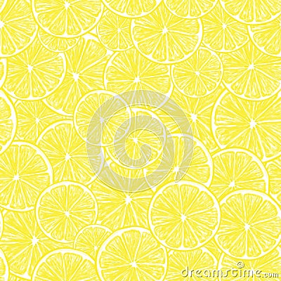 Fresh lemon slices seamless pattern Vector Illustration