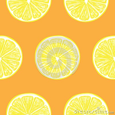 Fresh lemon slices seamless pattern Vector Illustration