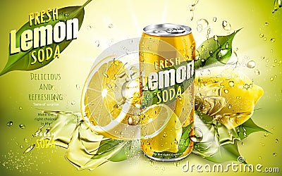 Fresh lemon soda ad Vector Illustration