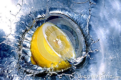 Fresh lemon in water Stock Photo