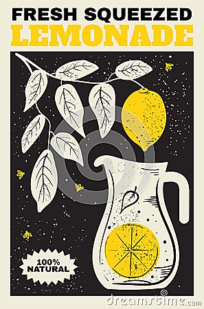 Fresh lemonade poster Vector Illustration