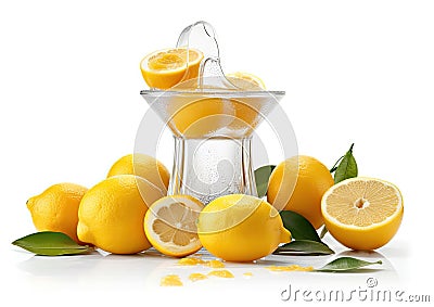 Fresh Lemons with Lemon squeezer Generative AI Illustration Stock Photo