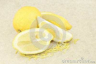 Fresh Lemons With Lemon Zest Stock Photo