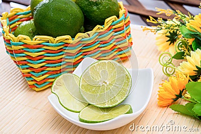 Fresh lemons slices Stock Photo