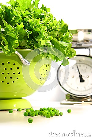 Fresh lettuce in strainer Stock Photo