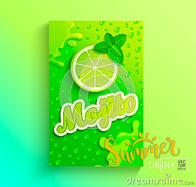 Fresh lime juice. Vector Illustration