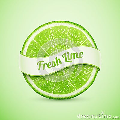 Fresh lime with ribbon Vector Illustration