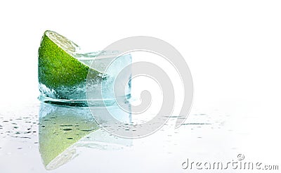 Fresh lime and slice with ice at recliner Stock Photo
