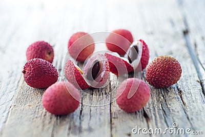 fresh litchi exotic fruits Stock Photo