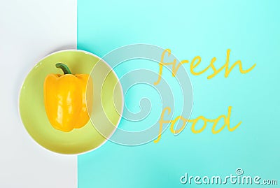 Fresh local yellow spring bright pepper. flat lay Stock Photo