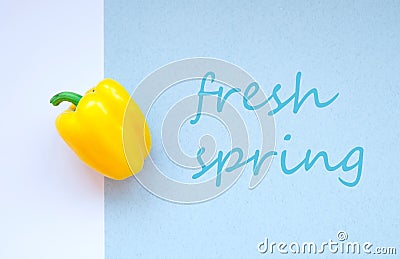 Fresh local yellow spring bright pepper. flat lay Stock Photo