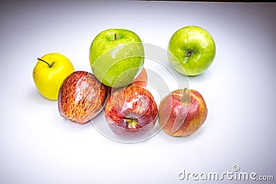 Fresh lucky seven multicolored apples Stock Photo