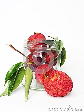 Fresh Lychy fruit and sweet tast redcover fruit Stock Photo