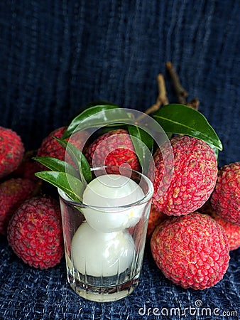 Fresh Lychy fruit and sweet tast redcover fruit Stock Photo