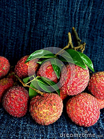 Fresh Lychy fruit and sweet tast redcover fruit Stock Photo