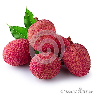 Fresh lychees isolated on a white background Stock Photo