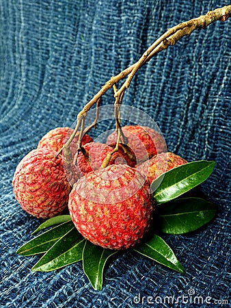 Fresh Lychy fruit and sweet tast redcover fruit Stock Photo