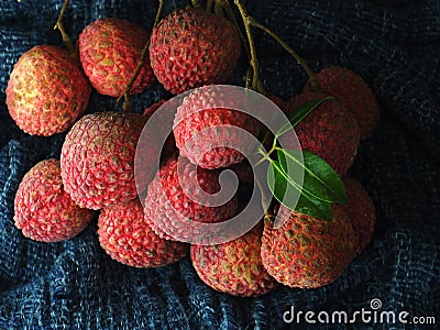 Fresh Lychy fruit and sweet tast redcover fruit Stock Photo