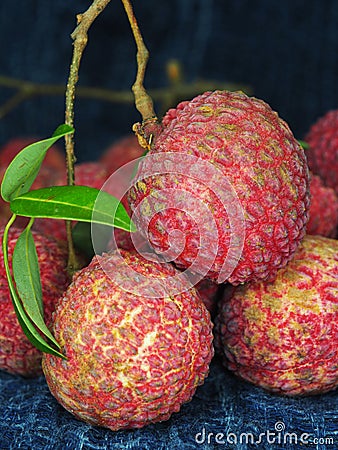 Fresh Lychy fruit and sweet tast redcover fruit Stock Photo