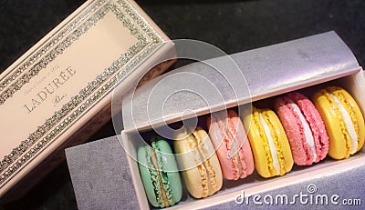 Macarons in box Editorial Stock Photo